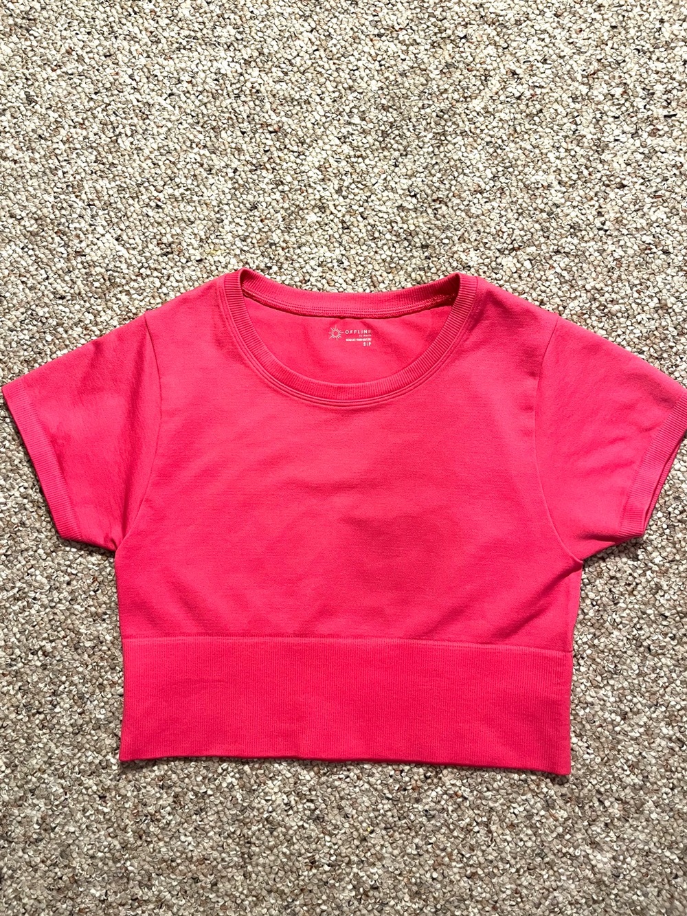 Offline by Aerie  Hot Pink Active Crop Top Tee